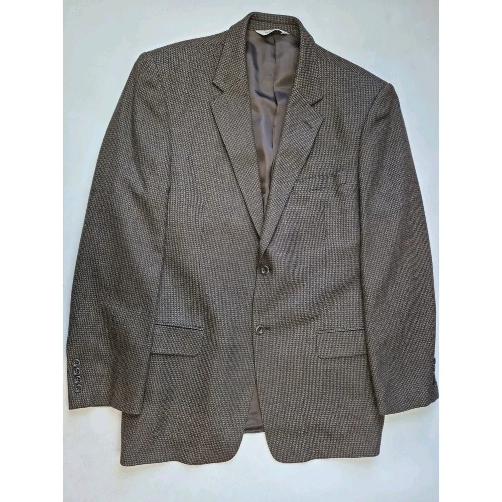 Pronto Uomo Mens Wool Sports Coat 42L Brown Check 2 Button Blazer Italy Style